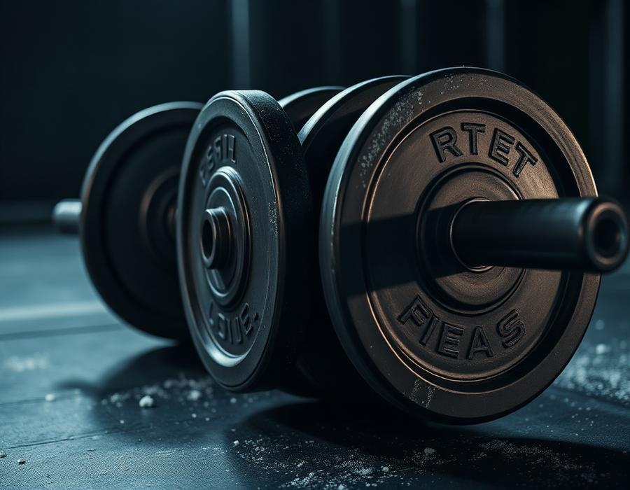 Loaded barbell with weight plates